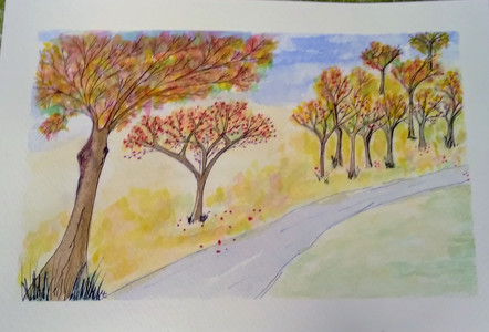 Lynne, Colours of autumn, watercolour & pen.jpg